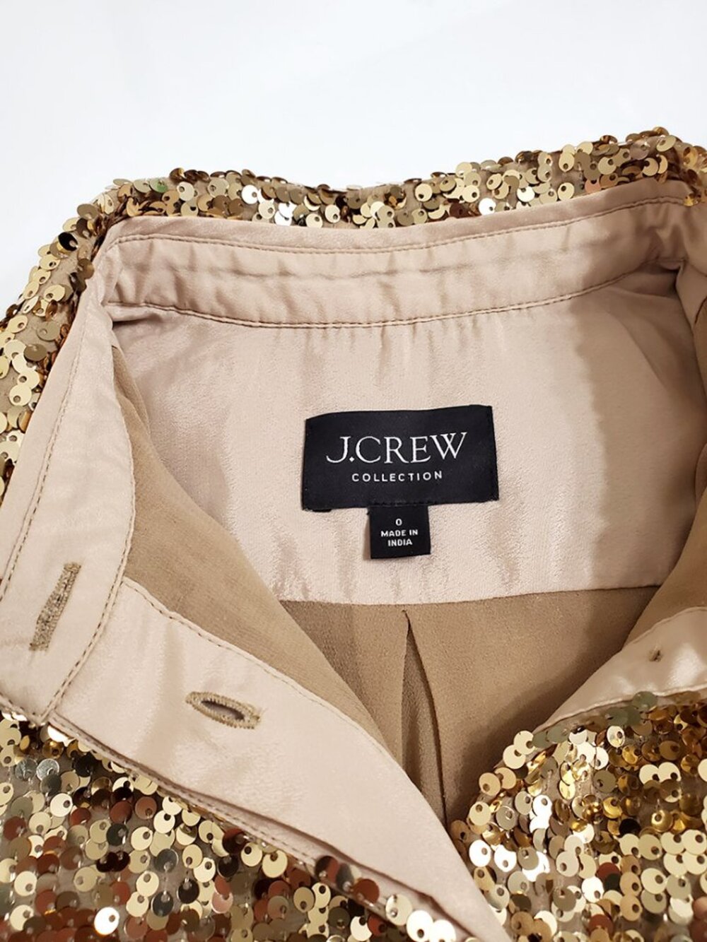 J. Crew Collection Classic Fit Sequin Shirt Size 0 Long Sleeve BV869 Gold Sparkl - Picture 5 of 12